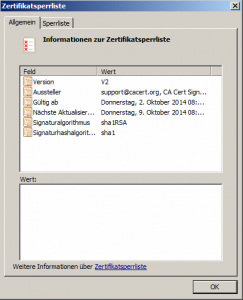 Zertifikatsperrliste