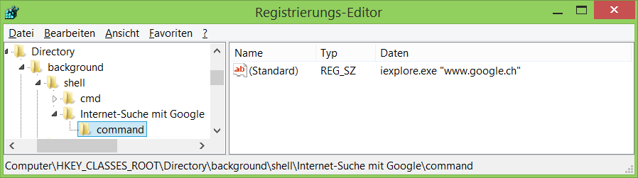 Explorer Kontextmenü-Einträge erweitern, Registrierungs-Editor
