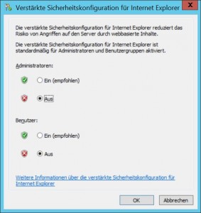 Verstärkte Sicherheitskonfiguration für IE