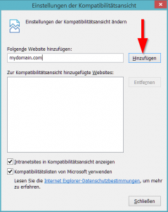Einstellungen der Kompatibilitätsansicht