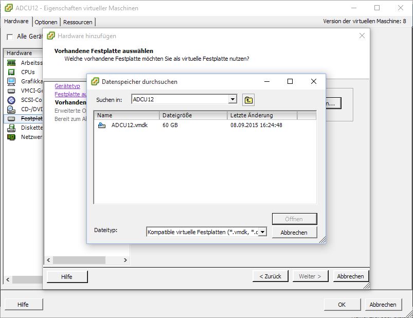 Eigenschaften virtueller Maschinen, VM klonen auf ESXi-Host