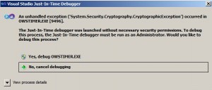 Just-In-Time-Debugger exception