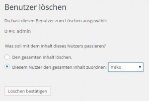 WordPress Benutzer Loeschen