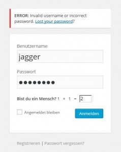 invalid username or incorect password