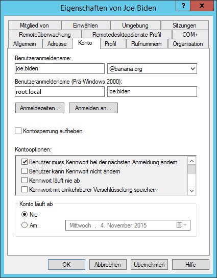 Benutzereigenschaften