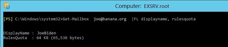 Set-Mailbox -RulesQuota
