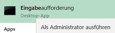 Eingabeaufforderung als Administrator