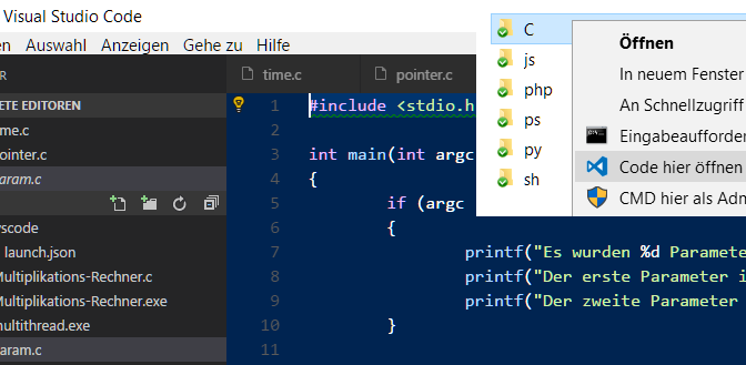 Visual Stdio Code Explorer Kontext Menu Hier öffnen