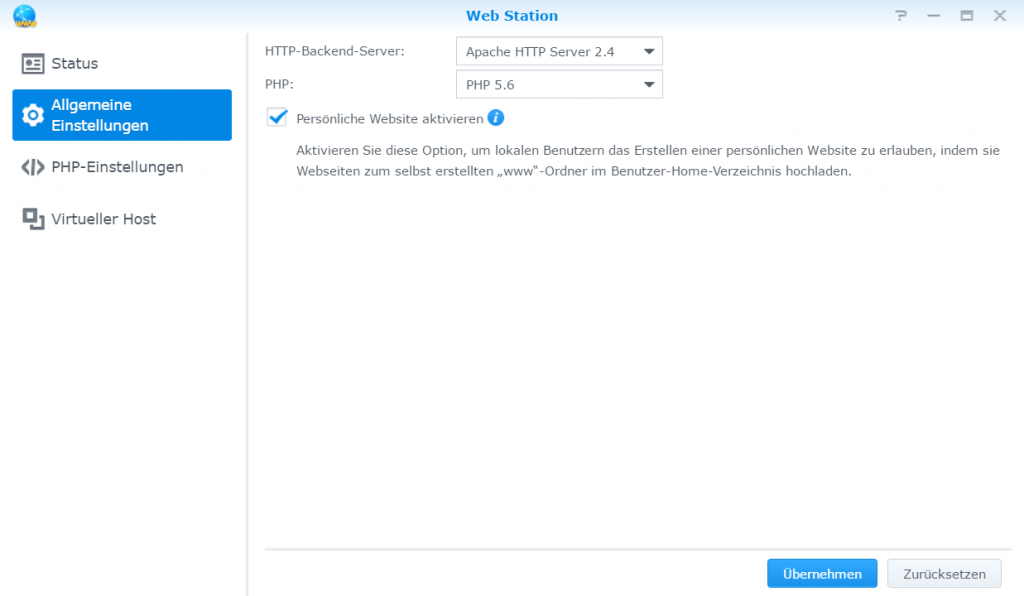 Synology DSM Web Station
