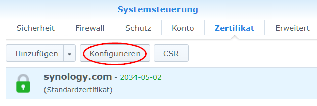 Synology Let's Encrypt Zertifikat  Konfigurieren