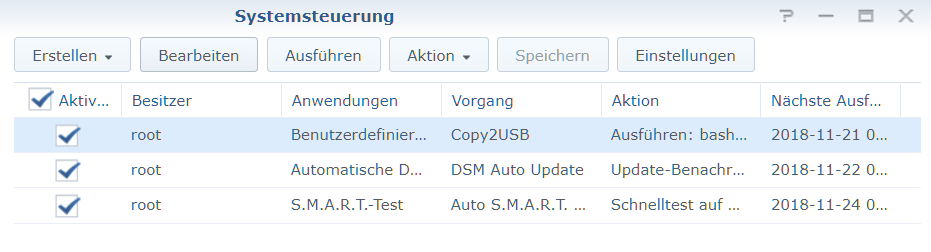 Synology DSM Aufgaben