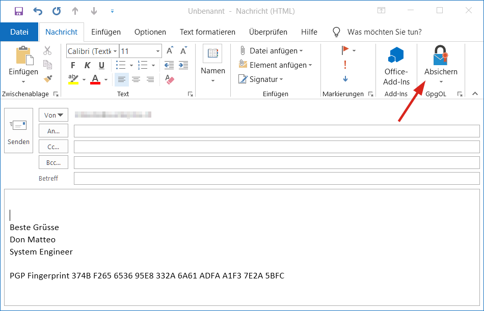 E-Mail Verschlüsselung mit OpenPGP in Outlook