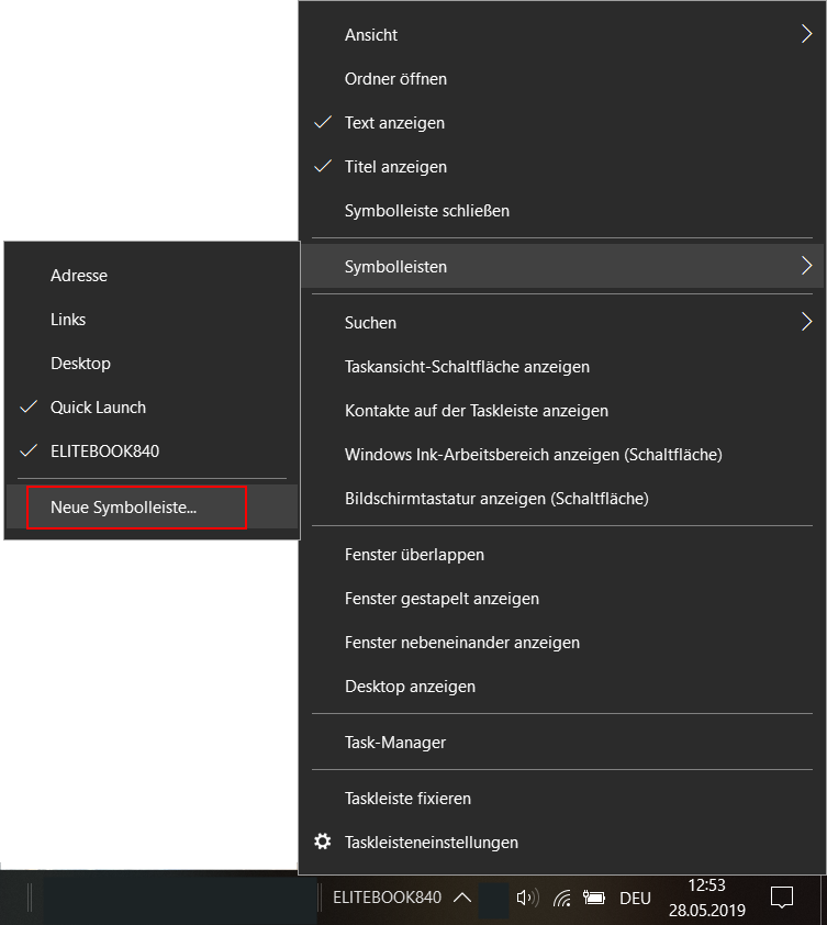 Computername in Taskleiste anzeigen