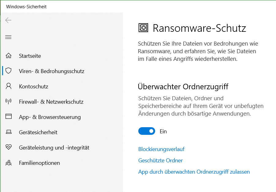 Überwachter Ordnerzugriff