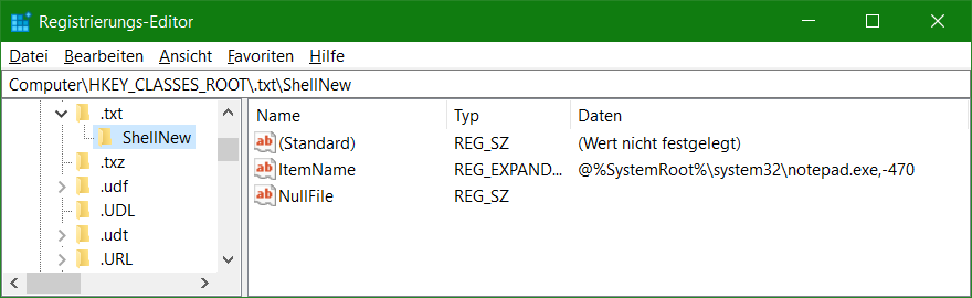 Registrierungs-Editor-ShellNew
