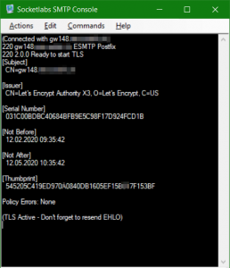 Mit SMTP Console testen