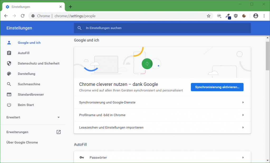 Chrome-Einstellungen