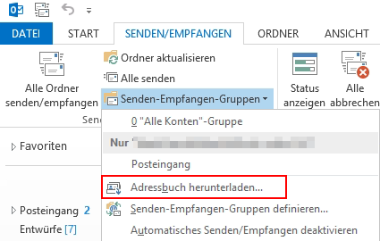 Exchange Update Globale Standardadressliste, OAB herunterladen
