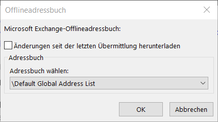 Exchange Update Globale Standardadressliste, offlineadressbuch
