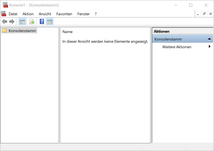 Der Zertifikatsspeicher wird in der MMC-Konsole1 mit Konsolenstamm geöffnet.