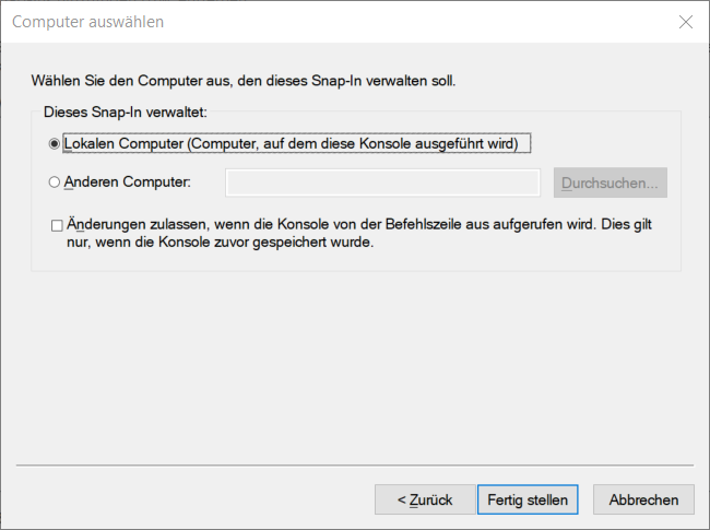 Windows Zertifikate MMC Konsole