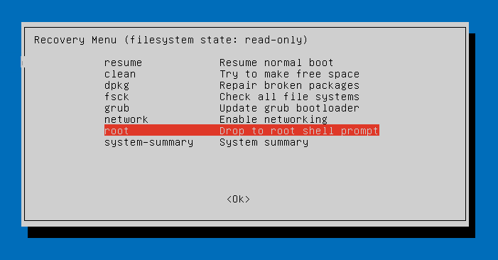 Linux Mint Recovery Menü