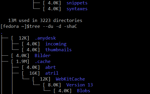 Mit tree, free und dutree Festplattennutzung anzeigen