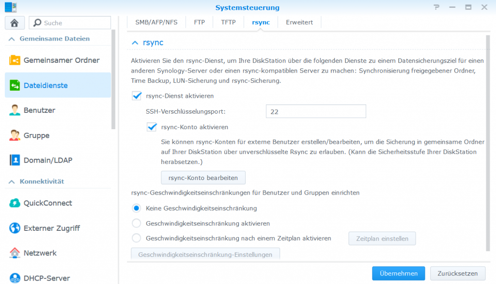 Synology Hyper Backup Replikation