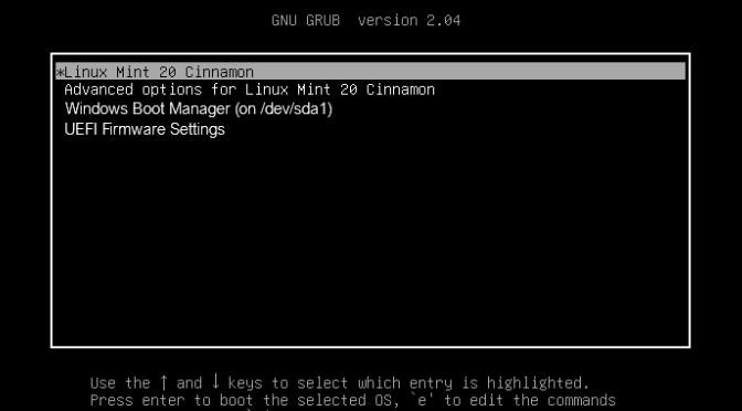 Grub Boot Menu Startreihenfolge