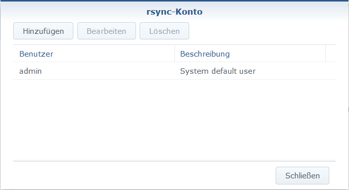Bei rsync-Konto aktivieren den Button rsync-Konto bearbeiten und ein Benutzer hinzufügen.
