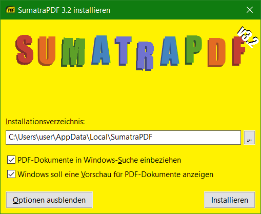 PDF Reader thumbnail preview in Windows Explorer, SumatraPDF-3.2-64-install