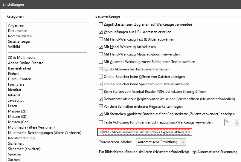 Adobe PDF Reader thumbnail preview in Windows Explorer