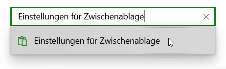 Einstellungen fuer Zwischenablage