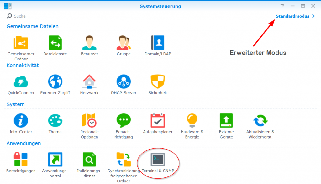 synology systemsteuerung terminal