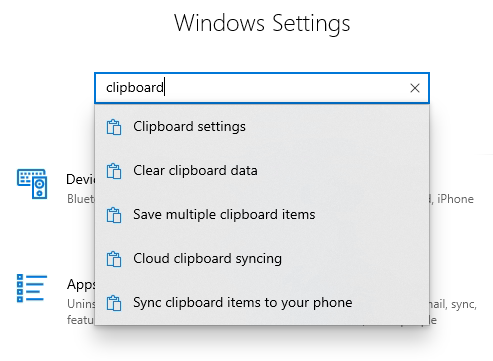 The clipboard history can be turn it on in the settings - by entering clipboard in the search box.
