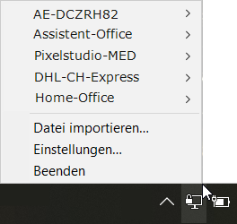 Wenn man die Datei VPNConfig.ovpn umbenennt zB. Office-Arbon.ovpn, erscheint im Kontextmenü Verbinden der entsprechende Name als Ziel.