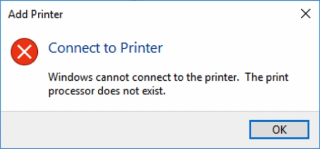 Windows cannot connect to the printer