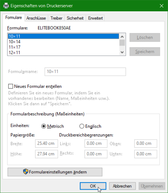 Druckereinstellungen rundll32 printui.dll,PrintUIEntry