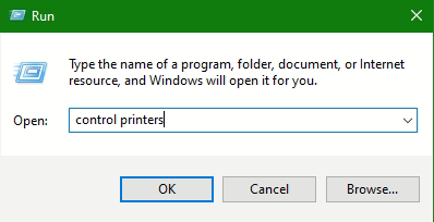 Windows-Logo + Run and type in control printers