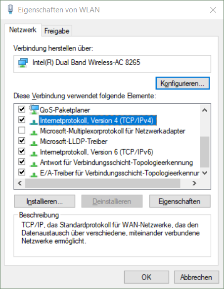 Internetprotokoll Version 4 Eigenschaften