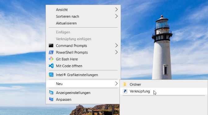 Desktop Verknuepfung ertsellen