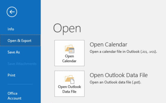 Open Outlook Data File