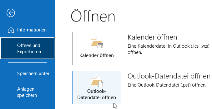 Outlook-Datendatei öffnen