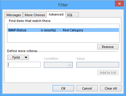 Outlook Remove Filter Items
