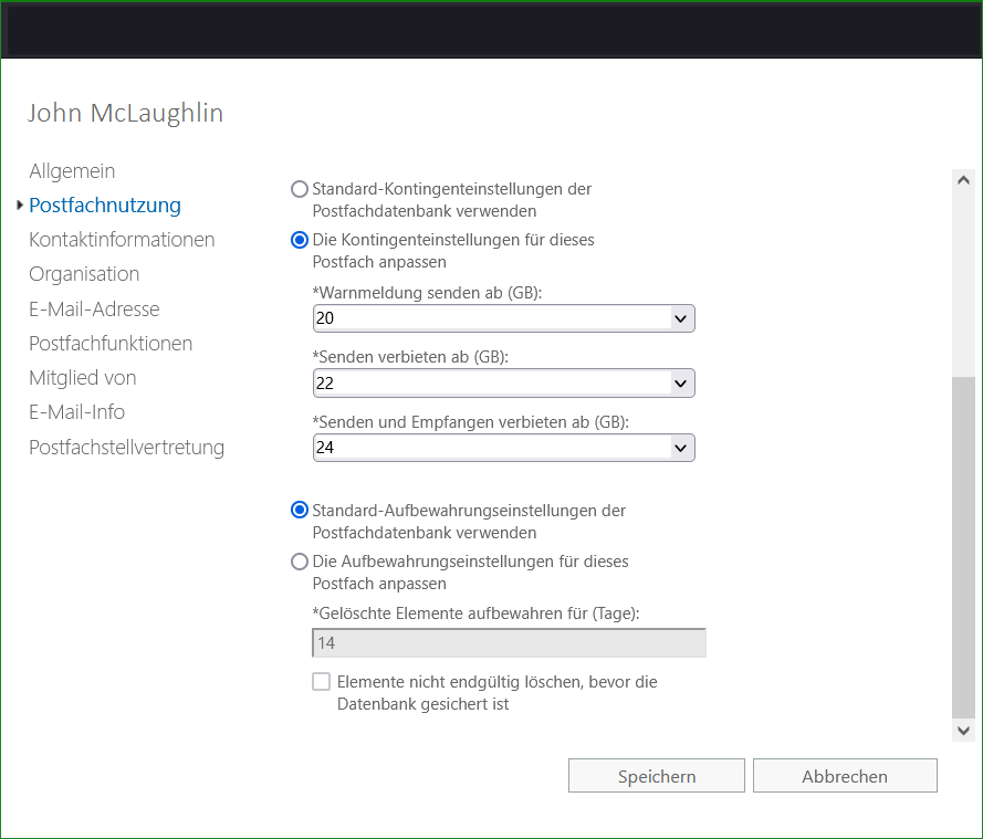 Outlook OST-Datei PST-Datei maximale Dateigröße, Exchange Postfachnutzung und Kontingenteinstellungen