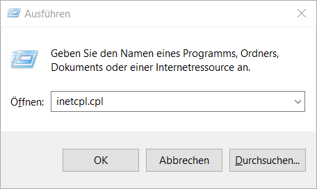 inetcpl.cpl Ausführen