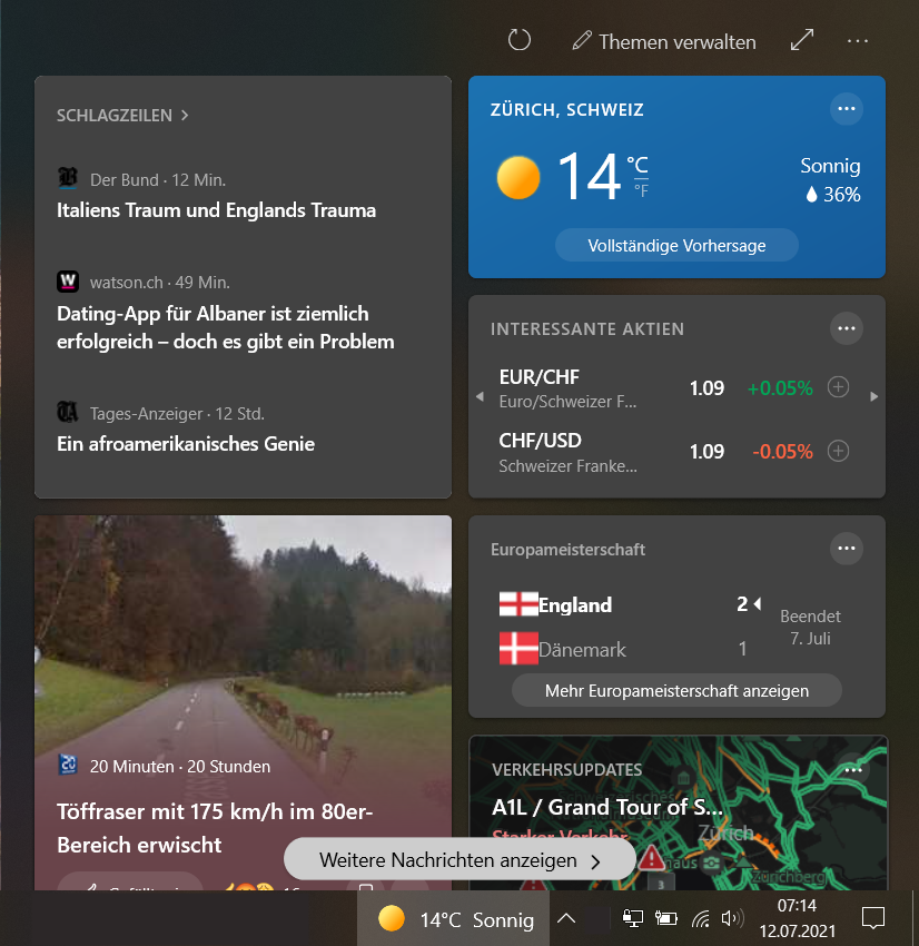 Windows Neuigkeiten und interessante Themen Ausschalten