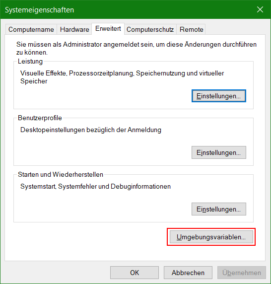 BIND 9 Windows Installation. Windows Systemeigenschaften Umgebungsvariablen 