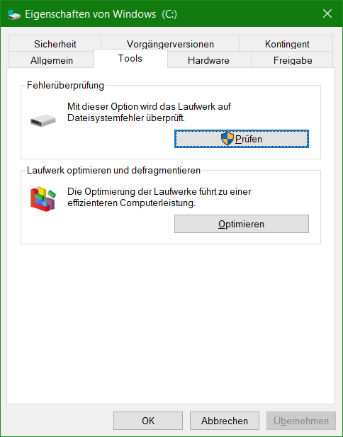 Windows Datenträger Fehlerüberprüfung für Externe Festplatte und Datenrettung