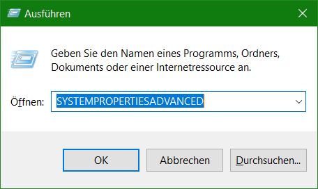 BIND 9 Windows Installation. Windows Systemeigenschaften Ausführen